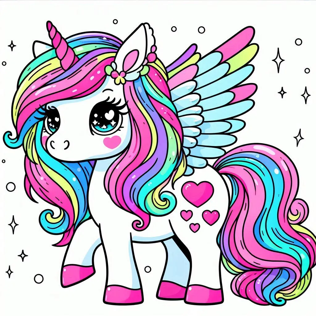 cute unicorn pegasus picture to color