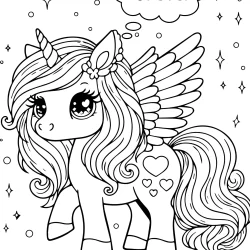 cute unicorn pegaus picture to color best friend forever inscription