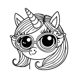 cute unicorn picture to color in with sunglasses free to print