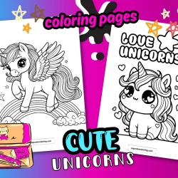 cute unicorns coloring pic