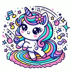 dancing unicorn coloring page