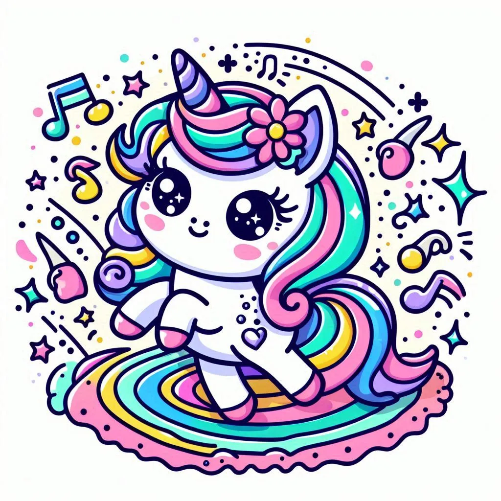 dancing unicorn coloring page