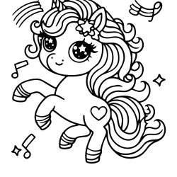 dancing unicorn free pic to color in printable