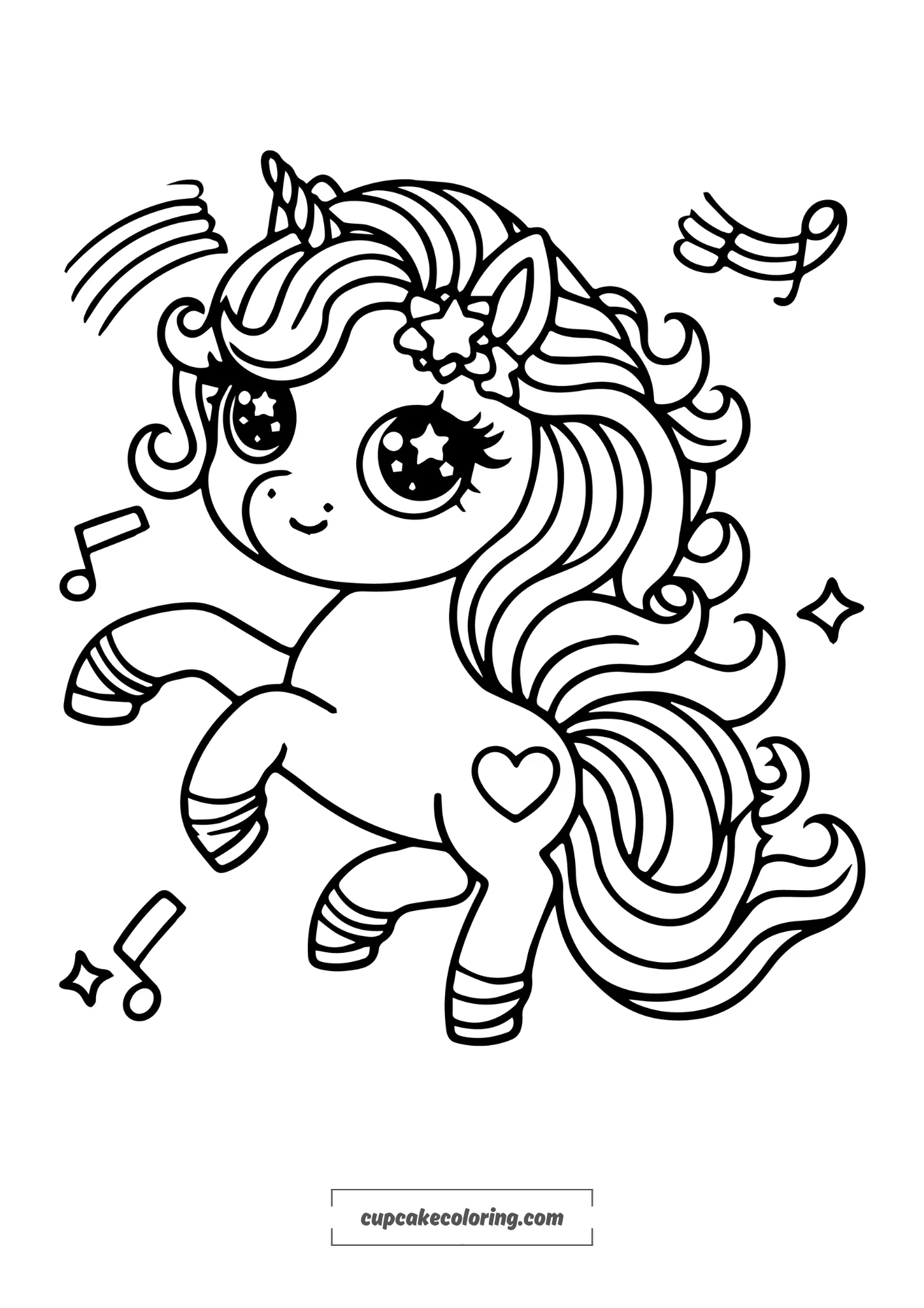 dancing unicorn free pic to color in printable