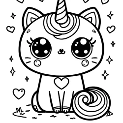 easy and simple caticorn coloring pages free colouring