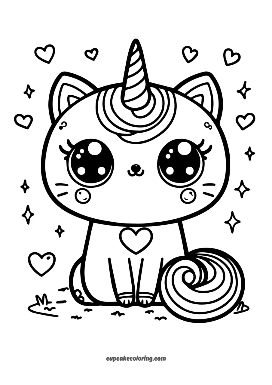 easy and simple caticorn coloring pages free colouring