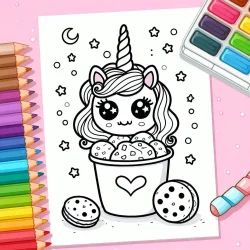 unicorn themed party – pic to color of unicorn ice cream