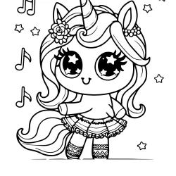 flamenco dancing unicorn free to color picture without colors