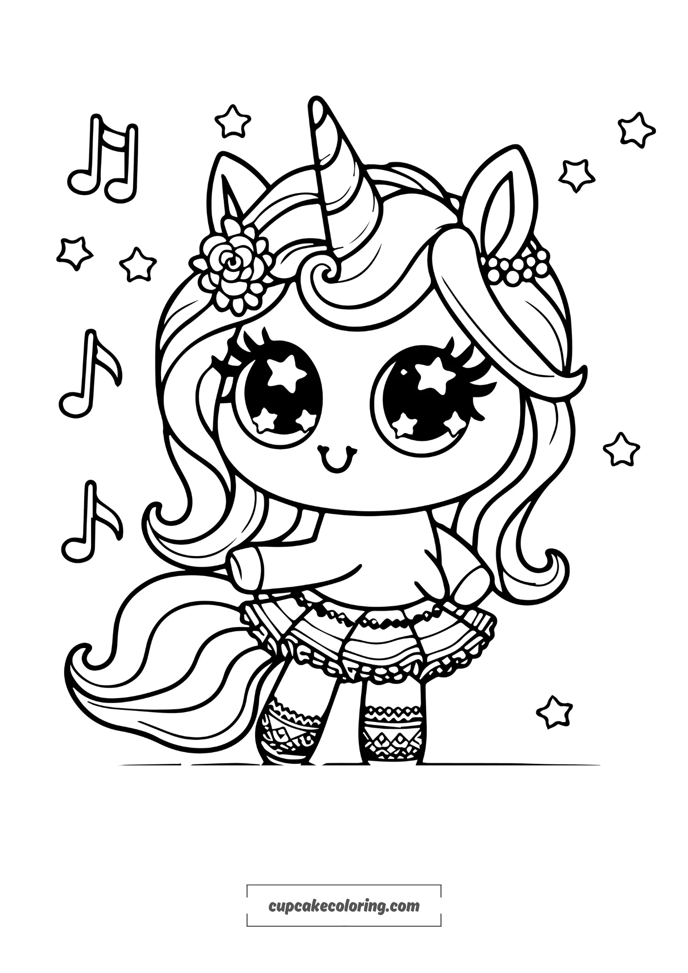 flamenco dancing unicorn free to color picture without colors