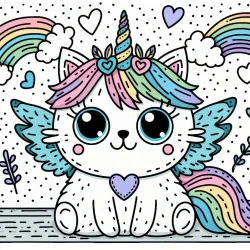 flying caticorn coloring pages free printable_1