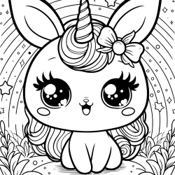 free picture to color in of a Cute magical crature with a horn