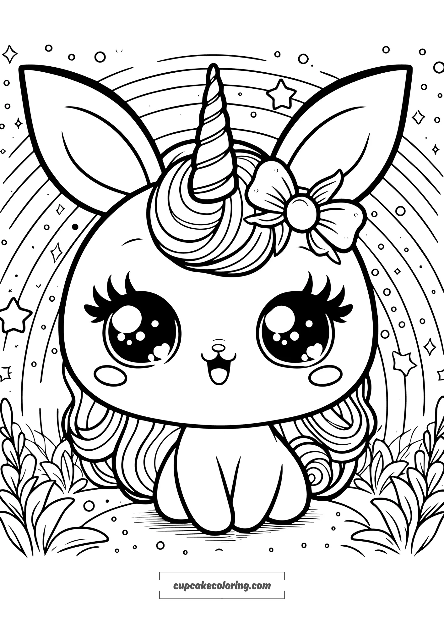 free picture to color in of a Cute magical crature with a horn