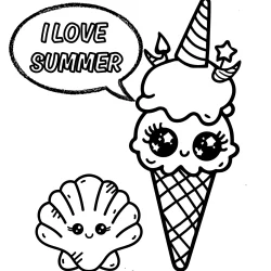 free printable coloring page unicorn ice cream – summer