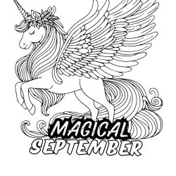 free printable september coloring pages of magic unicorn