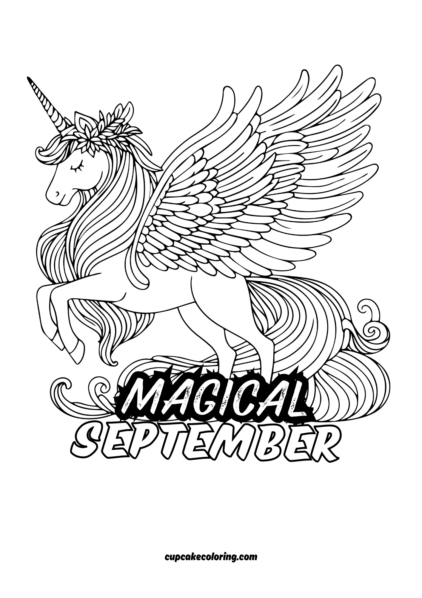 free printable september coloring pages of magic unicorn