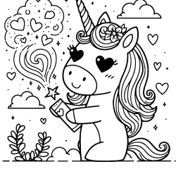 funny coloring page with adult unicorn creating magic lol creature free to print