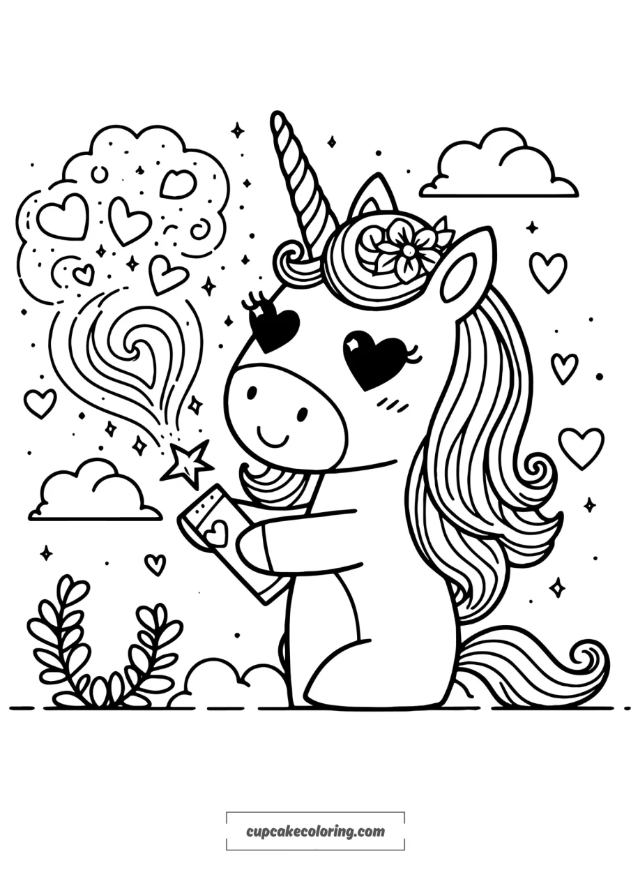 funny coloring page with adult unicorn creating magic lol creature free to print