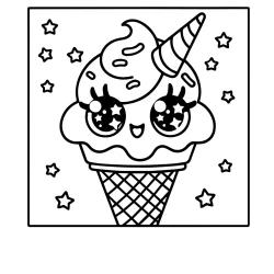 funny ice cream unicorn coloring page