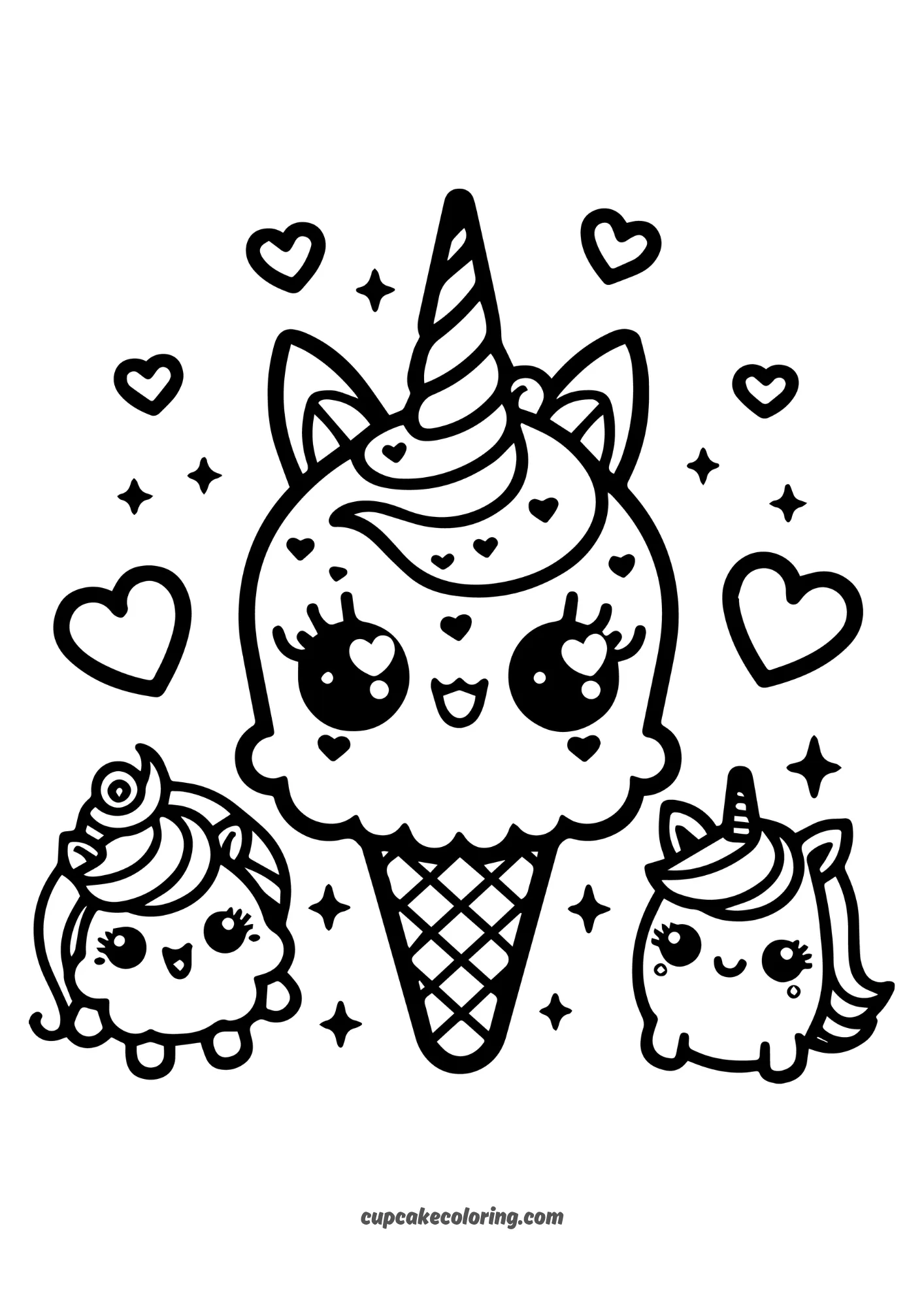 ice cream unicorn images coloring pages with friends to color for fun for little kids
