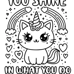 kawaii caticorn coloring pages free printable