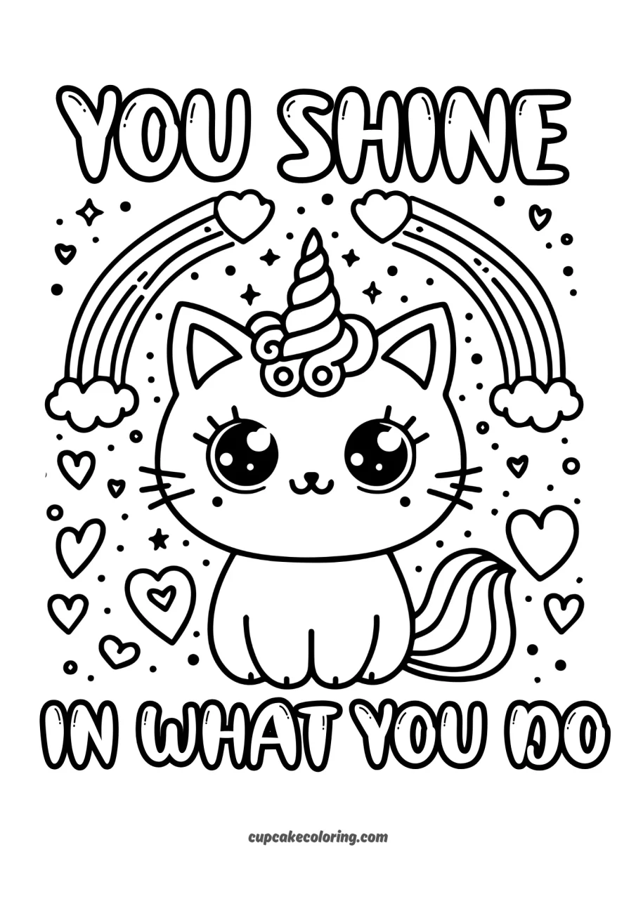 kawaii caticorn coloring pages free printable