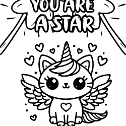 lovable caticorn coloring pages free