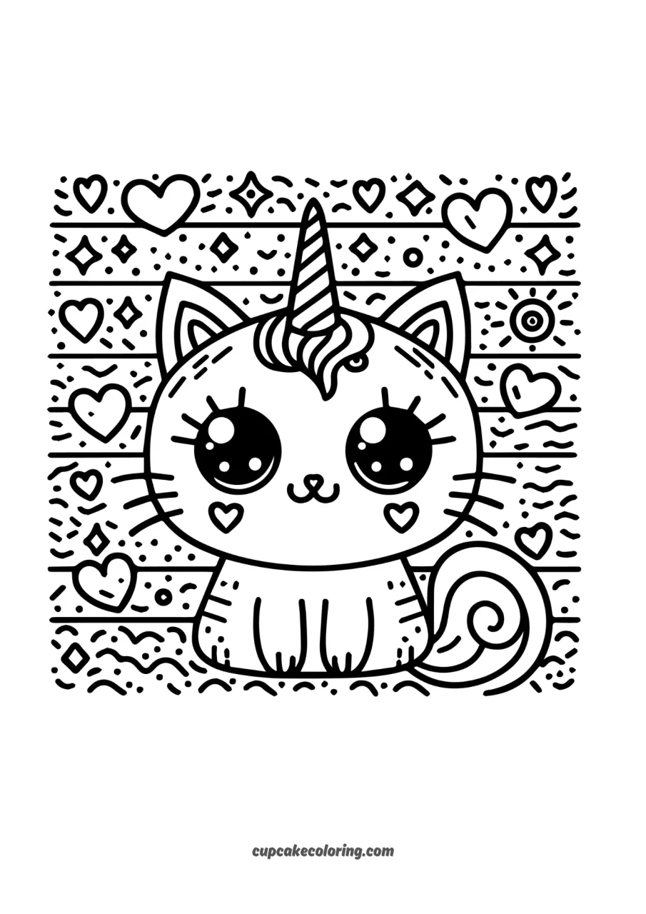 lovable caticorn coloring pages free printable