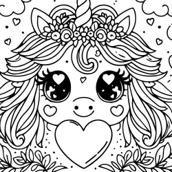 love unicorn picture to color printabel