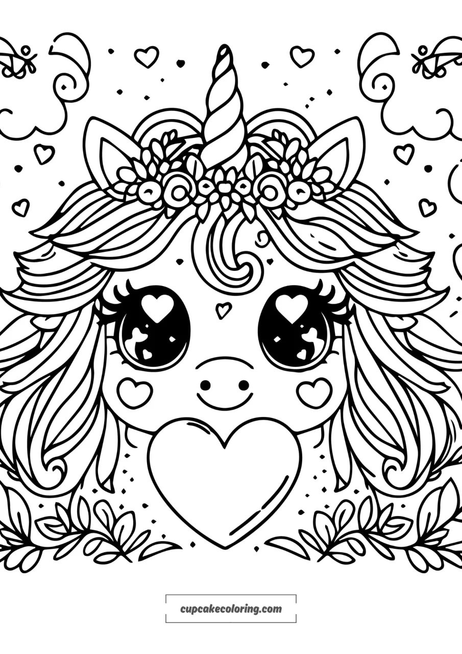 love unicorn picture to color printabel