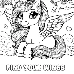 picture to color featuring an angelic unicorn free printable