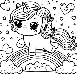 pictures of unicorns and rainbows to color for kids free image to print