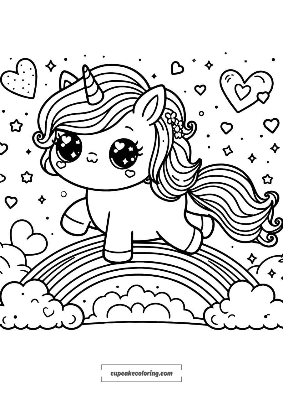 pictures of unicorns and rainbows to color for kids free image to print