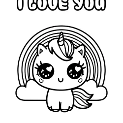 pictures to color of unicorn with rainbow for todlers easy coloring page free to download