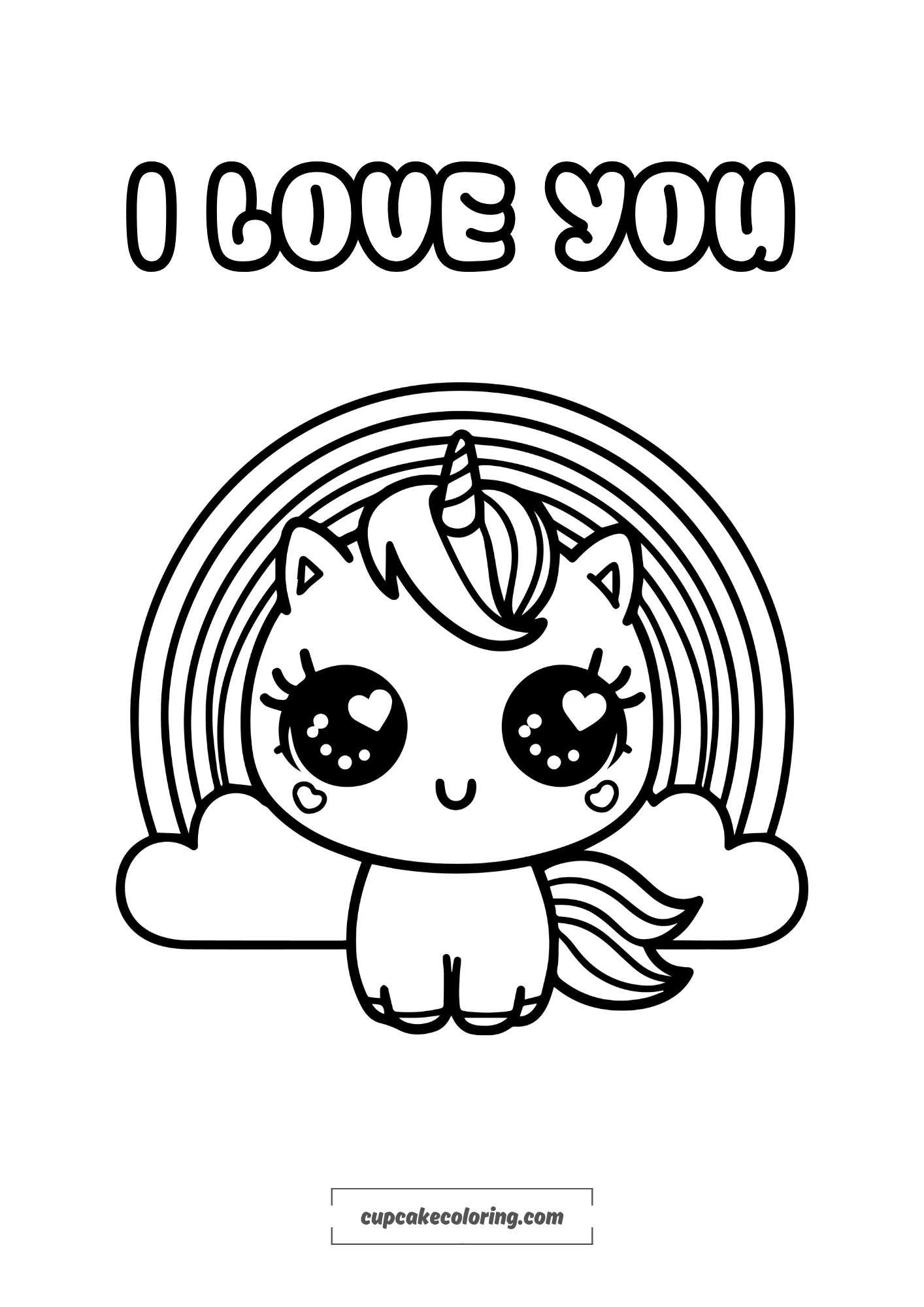 pictures to color of unicorn with rainbow for todlers easy coloring page free to download