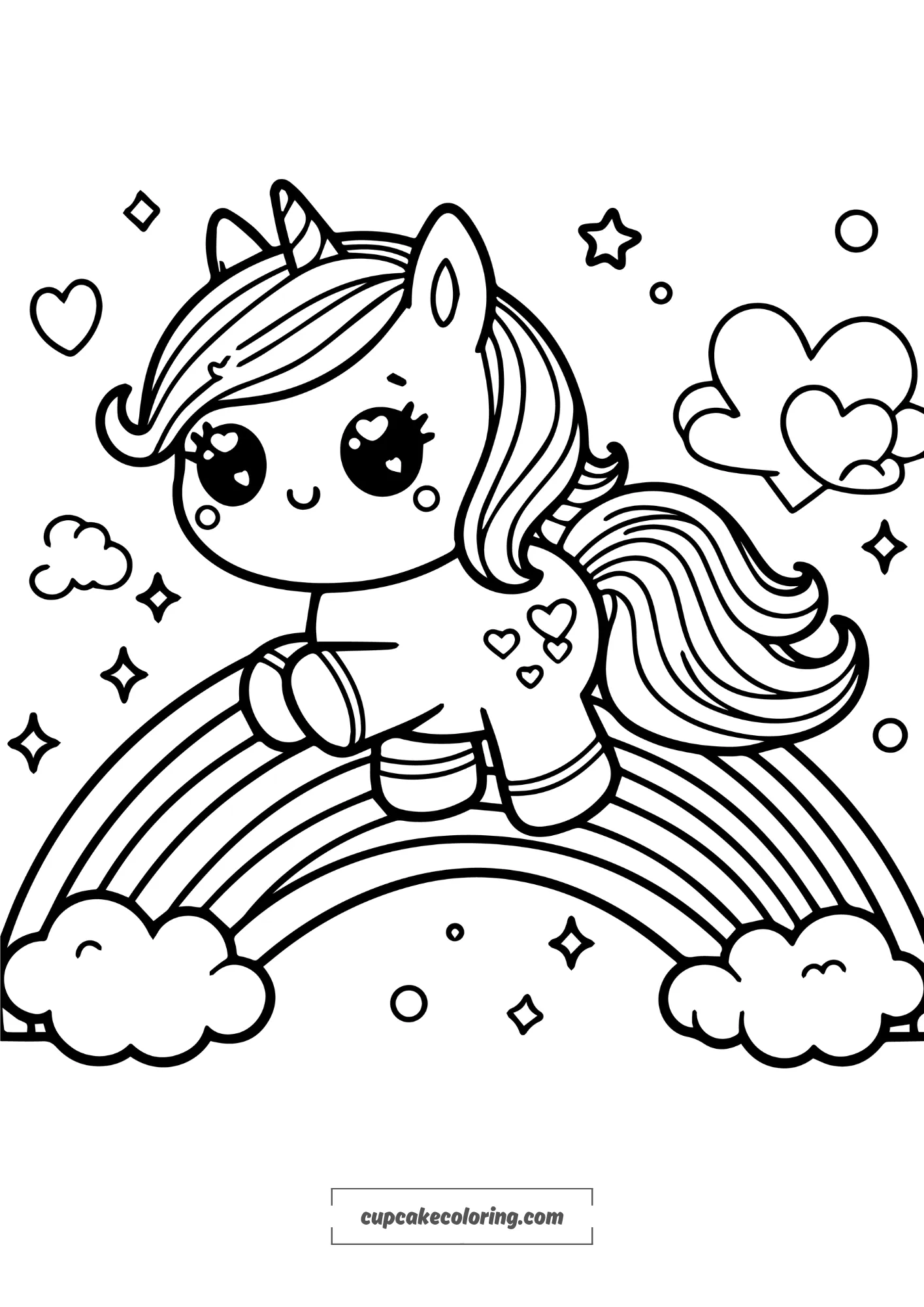 pictures to color of unicorns and rainbow for kids free image to print