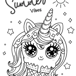 pictures to color of unicorns ice cream summer hot day