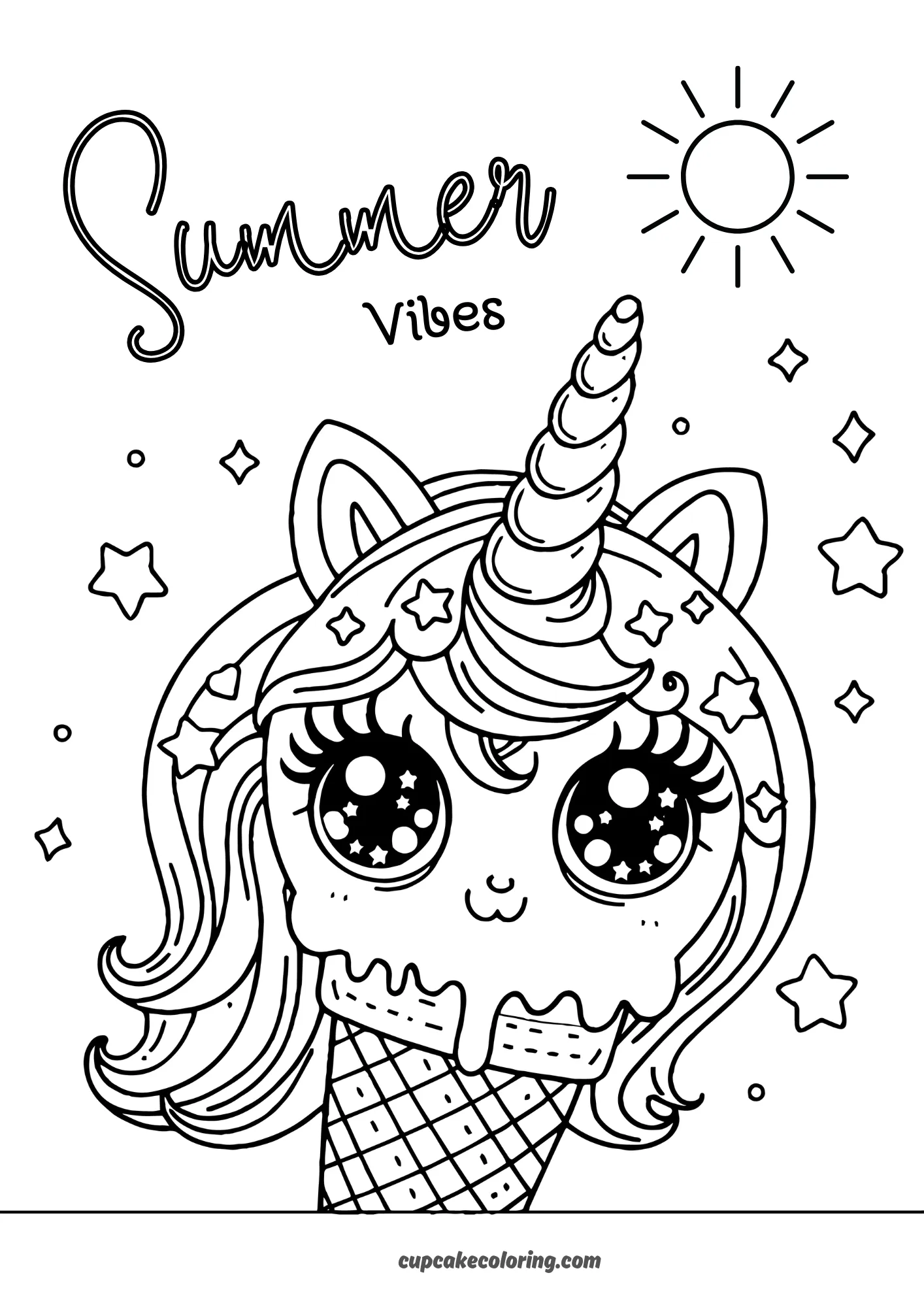 pictures to color of unicorns ice cream summer hot day