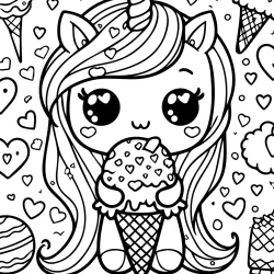 pictures to color unicorn with icecream cute and funny to color