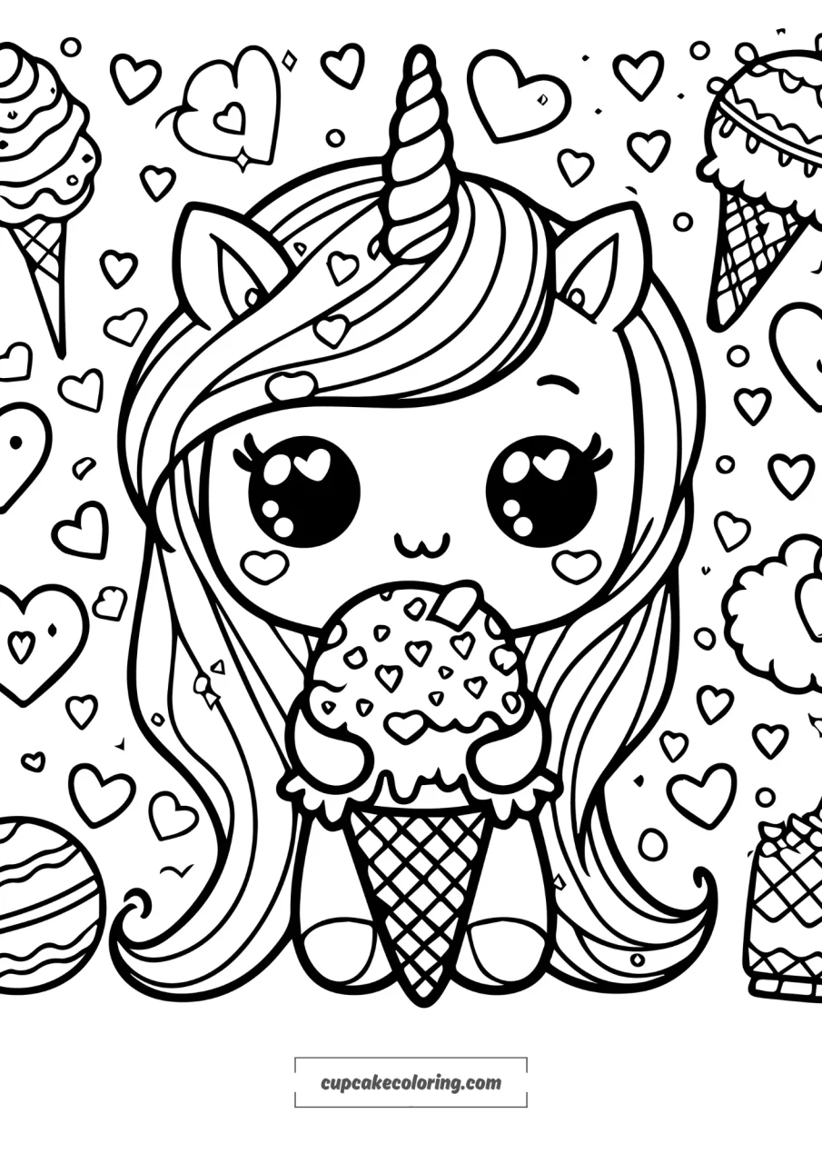 pictures to color unicorn with icecream cute and funny to color