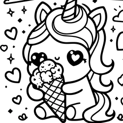 pictures to color unicorn with icecream cute and funny to color free to print