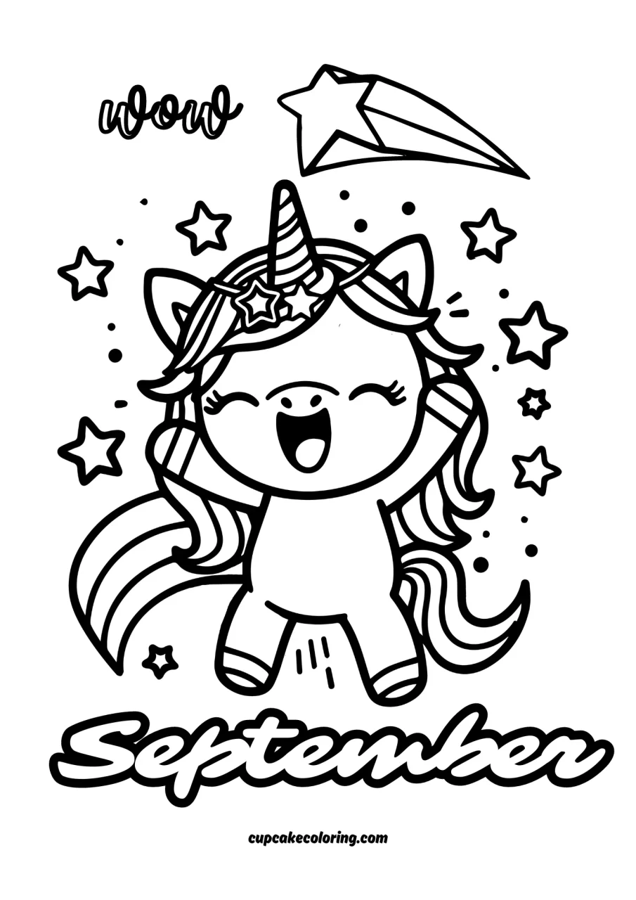 preschool september coloring pages with unicorn jumping of happiness