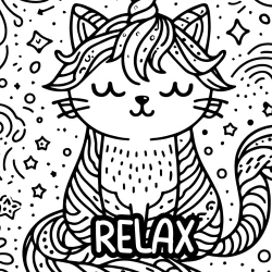 relax picture to color of caticorn free printable