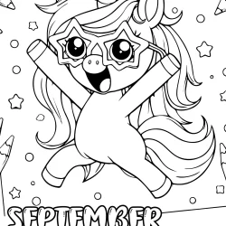 september color sheets of unicorn happy jumping going back to school -funny free to print