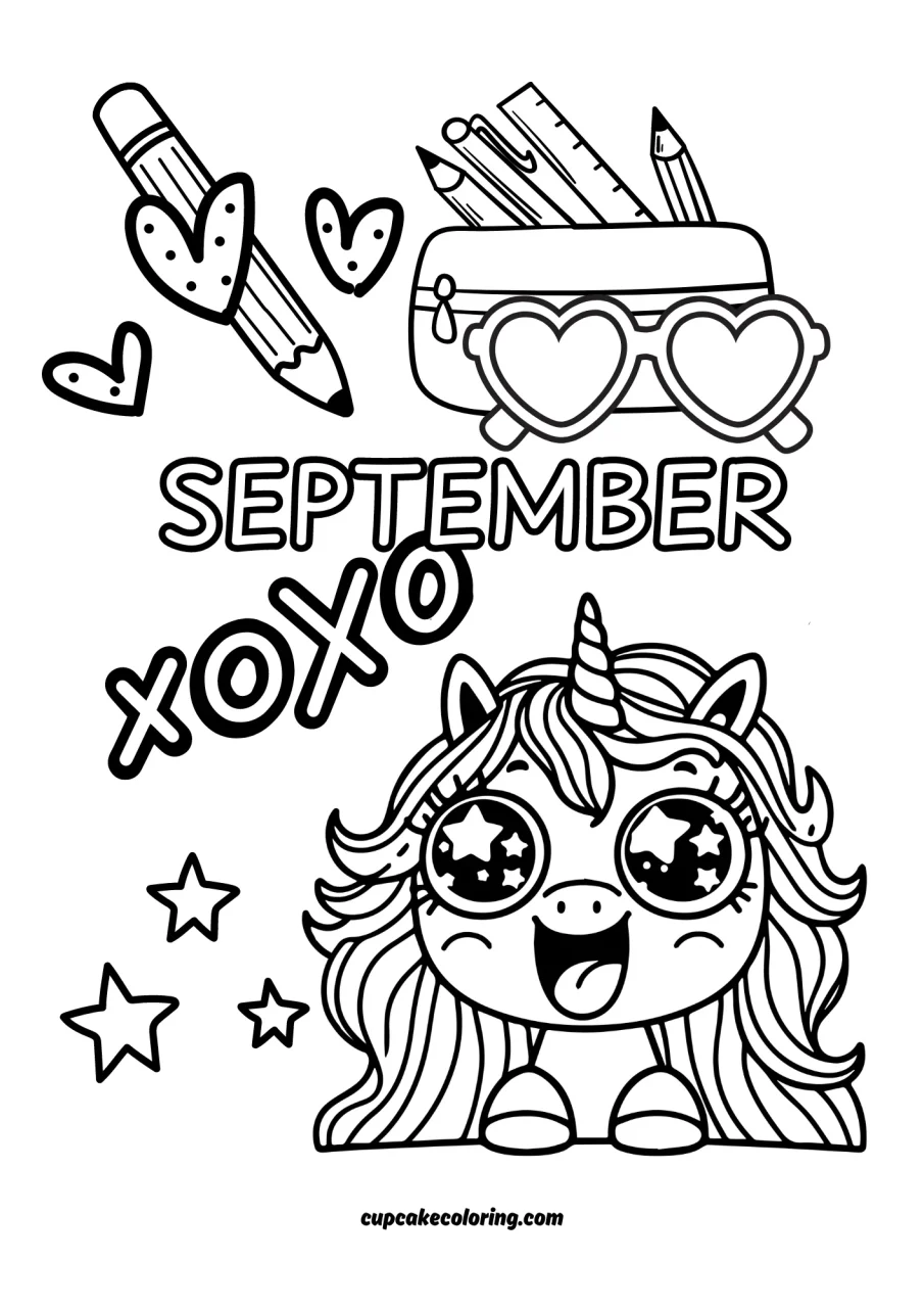 september coloring pages of unicorn back to school love xoxo