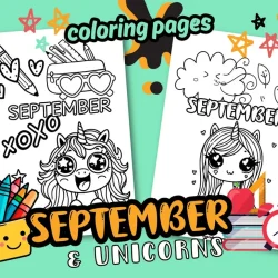 september coloring pages of unicorns – free printables A4 Sheets