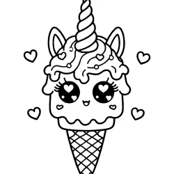 summer pictures to color of ice cream unicorn -august coloring page