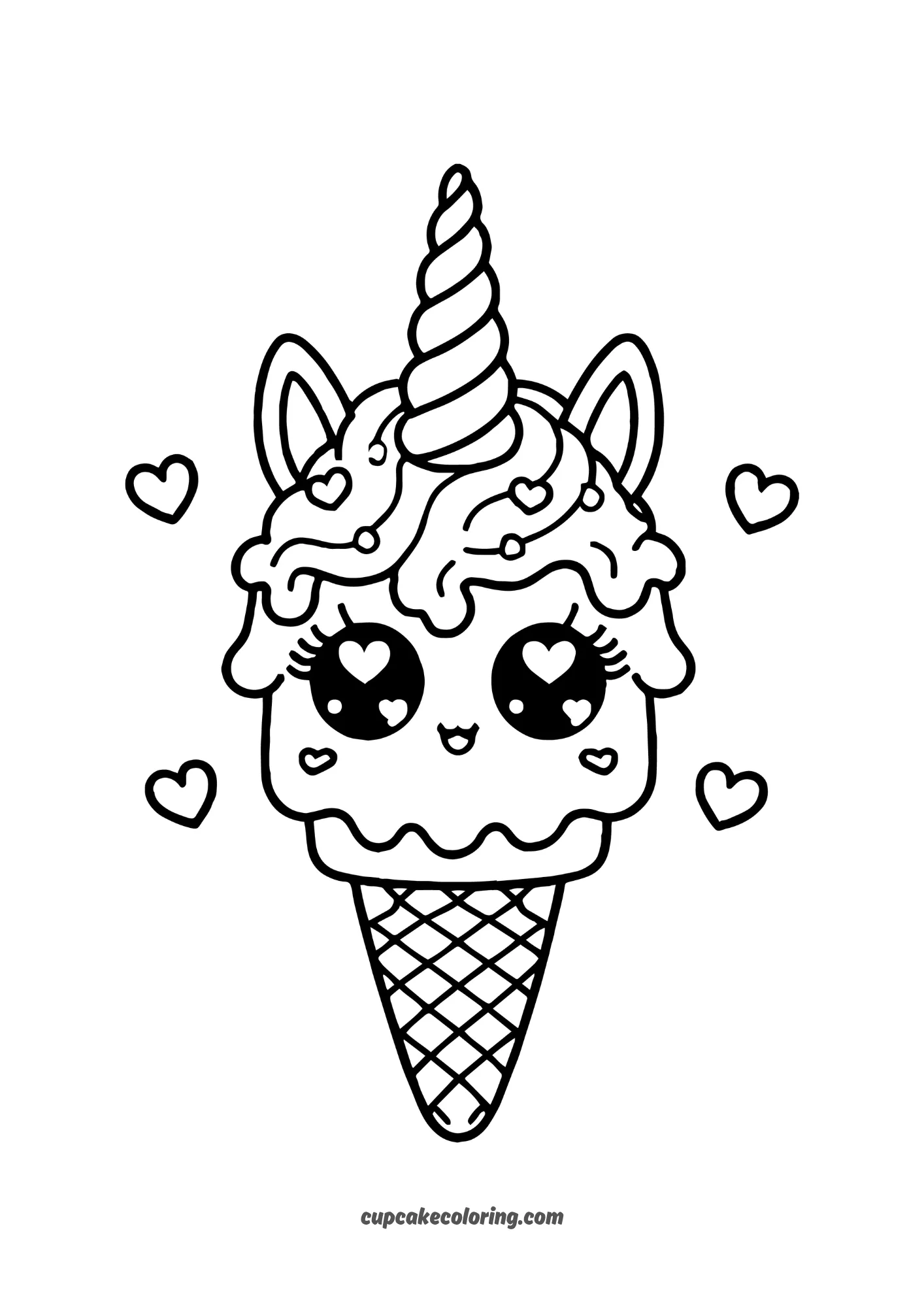 summer pictures to color of ice cream unicorn -august coloring page