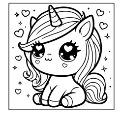 unicorn coloring page Kawaii Creature image to color free