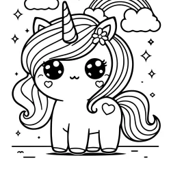 unicorn coloring page Kawaii Creature picture to color free