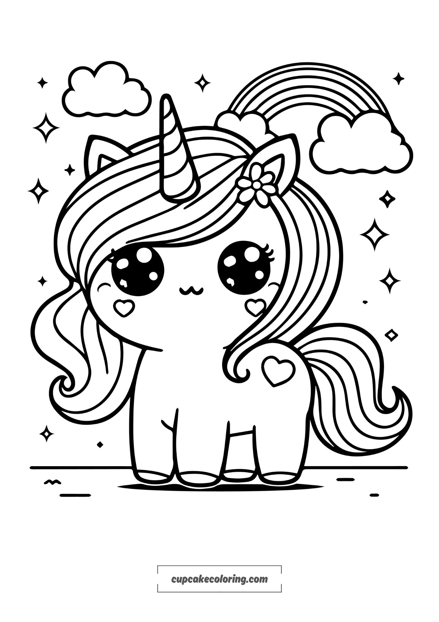 unicorn coloring page Kawaii Creature picture to color free